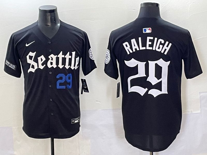 Men 2025 Seattle Mariners #29 Raleigh Black Five generations Joint Name Nike MLB Jersey style 6235